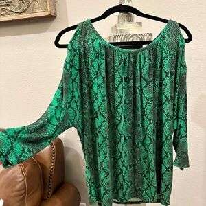 Michael Kors Snakeprint cold shoulder top